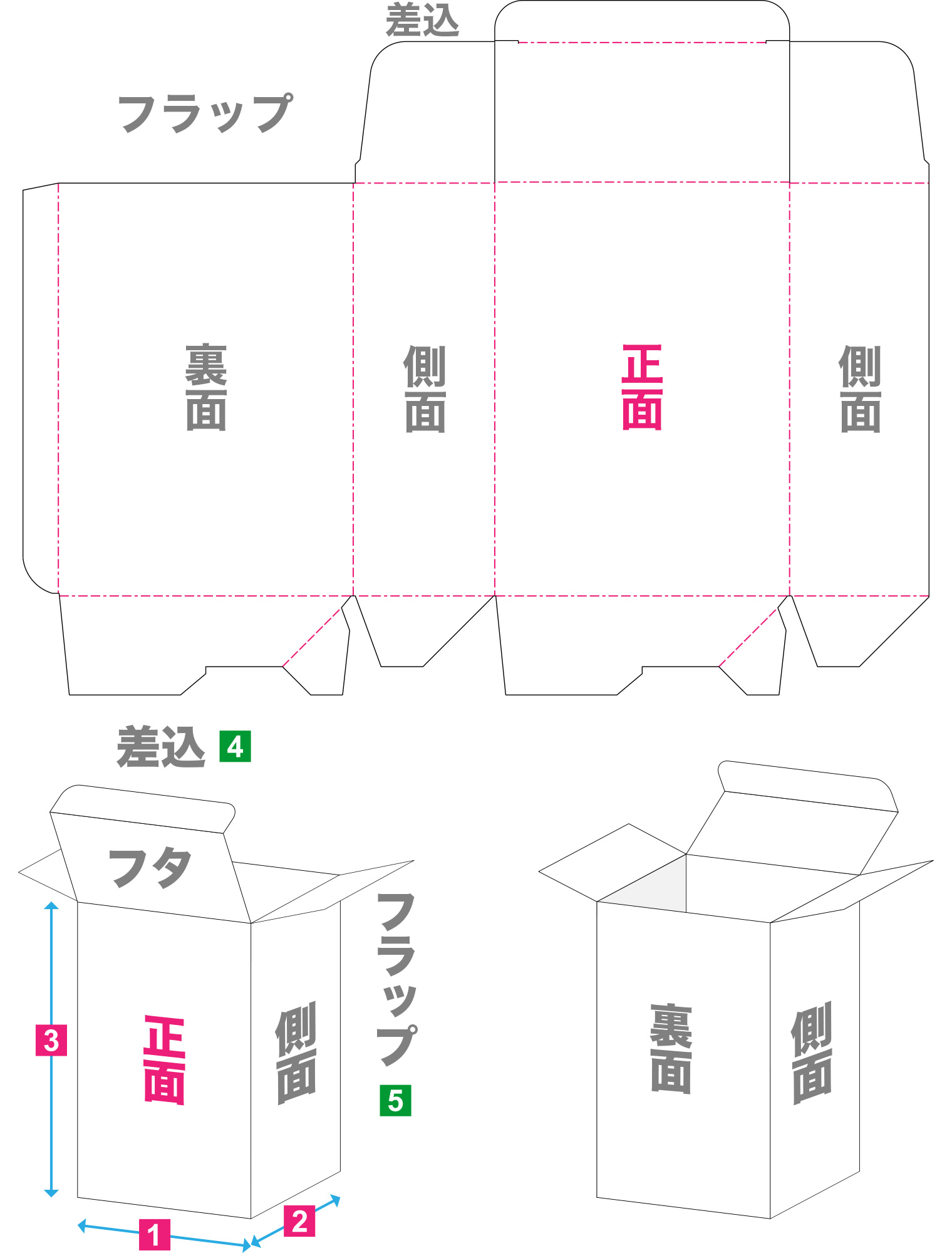 ワンタッチ底箱　蓋　正面